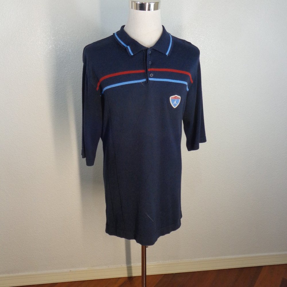 Vintage Air Jordan Mens XLarge Knit Sweater Blue Short Sleeve